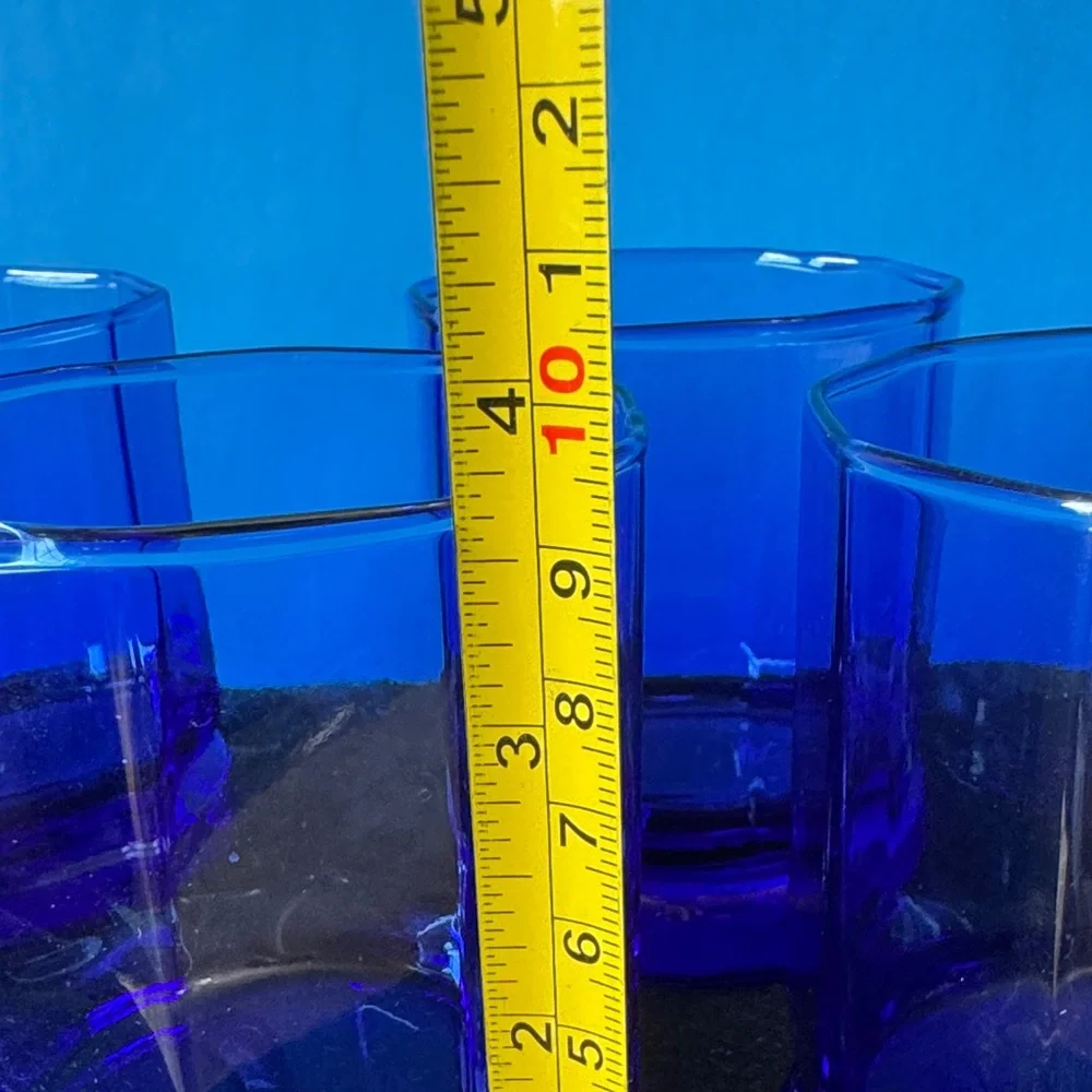 Vintage Anchor Hocking Cobalt Blue Essex 10 Panel Rocks Glasses Lowball Set of 5